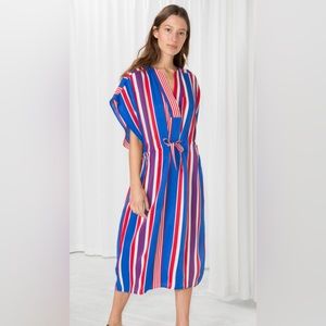 & Other Stories Stockholm Atelier size 6 striped open side summer midi d…